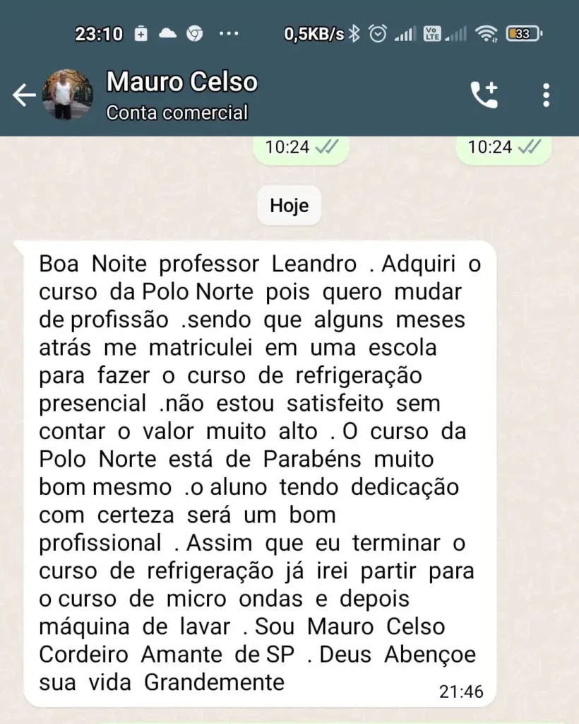 aluno mauro celso a arte de consertar geladeira